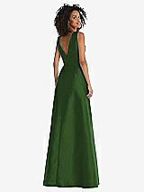 Rear View Thumbnail - Celtic Jewel Neck Asymmetrical Shirred Bodice Maxi Dress with Pockets