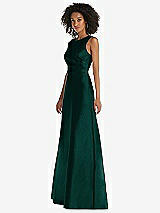 Side View Thumbnail - Evergreen Jewel Neck Asymmetrical Shirred Bodice Maxi Dress with Pockets
