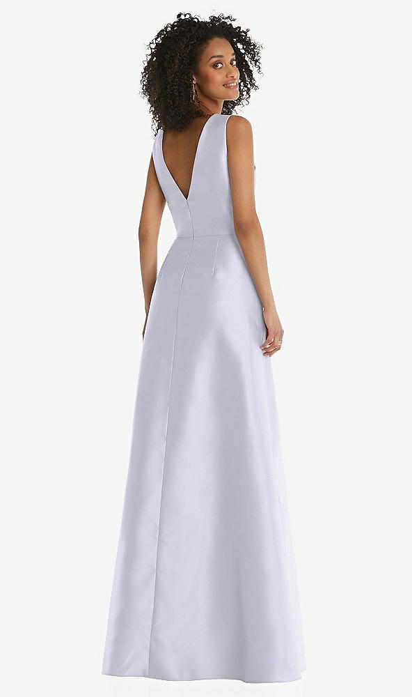 Back View - Silver Dove Jewel Neck Asymmetrical Shirred Bodice Maxi Dress with Pockets