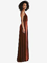 Side View Thumbnail - Auburn Moon Velvet Maxi Dress with Shirred Bodice and Front Slit