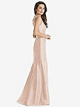 Side View Thumbnail - Cameo Jewel Neck Bowed Open-Back Trumpet Dress with Front Slit