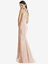 Rear View Thumbnail - Cameo Jewel Neck Bowed Open-Back Trumpet Dress with Front Slit