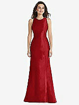 Front View Thumbnail - Garnet Jewel Neck Bowed Open-Back Trumpet Dress 