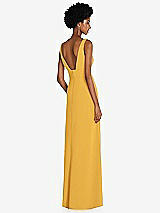 Rear View Thumbnail - NYC Yellow Square Low-Back A-Line Dress with Front Slit and Pockets