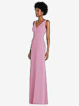 Side View Thumbnail - Powder Pink Square Low-Back A-Line Dress with Front Slit and Pockets
