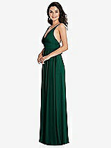 Side View Thumbnail - Hunter Green Deep V-Neck Shirred Skirt Maxi Dress with Convertible Straps