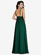 Rear View Thumbnail - Hunter Green Deep V-Neck Shirred Skirt Maxi Dress with Convertible Straps