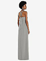 Side View Thumbnail - Chelsea Gray Draped Chiffon Grecian Column Gown with Convertible Straps