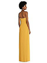 Alt View 4 Thumbnail - NYC Yellow Draped Chiffon Grecian Column Gown with Convertible Straps