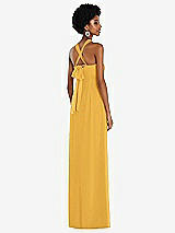 Side View Thumbnail - NYC Yellow Draped Chiffon Grecian Column Gown with Convertible Straps