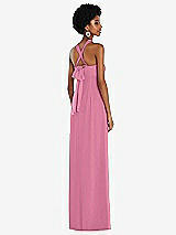 Side View Thumbnail - Orchid Pink Draped Chiffon Grecian Column Gown with Convertible Straps