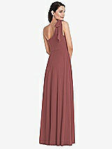 Alt View 3 Thumbnail - English Rose Draped One-Shoulder Maxi Dress with Scarf Bow