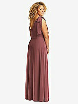 Rear View Thumbnail - English Rose Draped One-Shoulder Maxi Dress with Scarf Bow