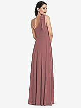 Alt View 3 Thumbnail - Rosewood Draped One-Shoulder Maxi Dress with Scarf Bow