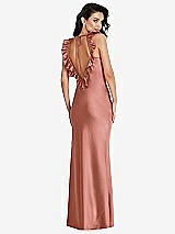 Front View Thumbnail - Desert Rose Ruffle Trimmed Open-Back Maxi Slip Dress