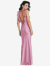 Alt View 2 Thumbnail - Powder Pink Ruffle Trimmed Open-Back Maxi Slip Dress