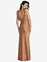 Front View Thumbnail - Toffee Ruffle Trimmed Open-Back Maxi Slip Dress