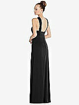 Rear View Thumbnail - Black Draped Twist Halter Low-Back Satin Empire Dress