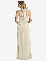 Rear View Thumbnail - Champagne Empire Waist Shirred Skirt Convertible Sash Tie Maxi Dress