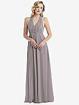 Alt View 5 Thumbnail - Cashmere Gray Empire Waist Shirred Skirt Convertible Sash Tie Maxi Dress