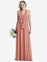 Alt View 1 Thumbnail - Desert Rose Empire Waist Shirred Skirt Convertible Sash Tie Maxi Dress