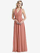 Alt View 5 Thumbnail - Desert Rose Empire Waist Shirred Skirt Convertible Sash Tie Maxi Dress