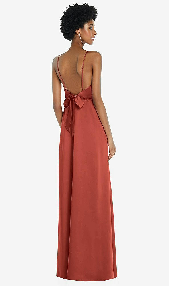 Front View - Amber Sunset High-Neck Low Tie-Back Maxi Dress with Adjustable Straps