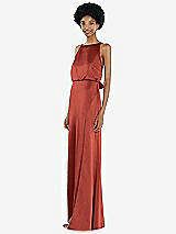Side View Thumbnail - Amber Sunset High-Neck Low Tie-Back Maxi Dress with Adjustable Straps