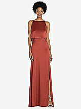 Rear View Thumbnail - Amber Sunset High-Neck Low Tie-Back Maxi Dress with Adjustable Straps