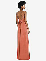 Front View Thumbnail - Terracotta Copper High-Neck Low Tie-Back Maxi Dress with Adjustable Straps