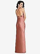 Rear View Thumbnail - Desert Rose V-Neck Convertible Strap Bias Slip Dress with Front Slit