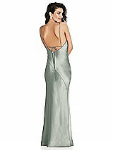 Alt View 1 Thumbnail - Willow Green V-Neck Convertible Strap Bias Slip Dress with Front Slit