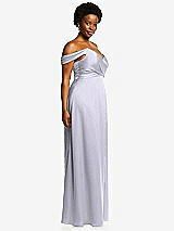 Side View Thumbnail - Silver Dove Off-the-Shoulder Flounce Sleeve Empire Waist Gown with Front Slit
