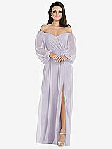Side View Thumbnail - Moondance Off-the-Shoulder Puff Sleeve Maxi Dress with Front Slit