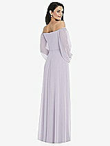 Rear View Thumbnail - Moondance Off-the-Shoulder Puff Sleeve Maxi Dress with Front Slit