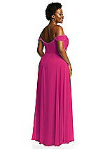 Alt View 3 Thumbnail - Think Pink Off-the-Shoulder Basque Neck Maxi Dress with Flounce Sleeves