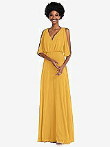 Alt View 1 Thumbnail - NYC Yellow V-Neck Split Sleeve Blouson Bodice Maxi Dress