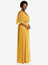 Side View Thumbnail - NYC Yellow V-Neck Split Sleeve Blouson Bodice Maxi Dress