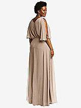 Rear View Thumbnail - Topaz V-Neck Split Sleeve Blouson Bodice Maxi Dress