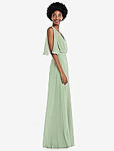 Alt View 2 Thumbnail - Celadon V-Neck Split Sleeve Blouson Bodice Maxi Dress
