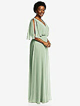 Side View Thumbnail - Celadon V-Neck Split Sleeve Blouson Bodice Maxi Dress