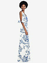 Alt View 2 Thumbnail - Cottage Rose Dusk Blue V-Neck Split Sleeve Blouson Bodice Maxi Dress