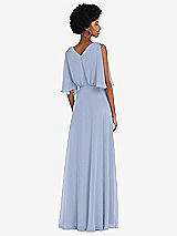 Alt View 3 Thumbnail - Sky Blue V-Neck Split Sleeve Blouson Bodice Maxi Dress