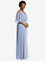 Side View Thumbnail - Sky Blue V-Neck Split Sleeve Blouson Bodice Maxi Dress