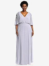 Front View Thumbnail - Silver Dove V-Neck Split Sleeve Blouson Bodice Maxi Dress