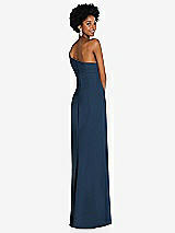 Rear View Thumbnail - Sofia Blue Asymmetrical Off-the-Shoulder Cuff Trumpet Gown With Front Slit