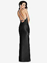 Rear View Thumbnail - Black Halter Convertible Strap Bias Slip Dress With Front Slit