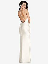 Rear View Thumbnail - Ivory Halter Convertible Strap Bias Slip Dress With Front Slit