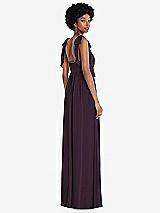Rear View Thumbnail - Aubergine Convertible Tie-Shoulder Empire Waist Maxi Dress