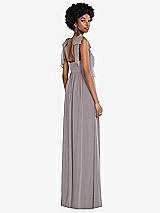 Rear View Thumbnail - Cashmere Gray Convertible Tie-Shoulder Empire Waist Maxi Dress